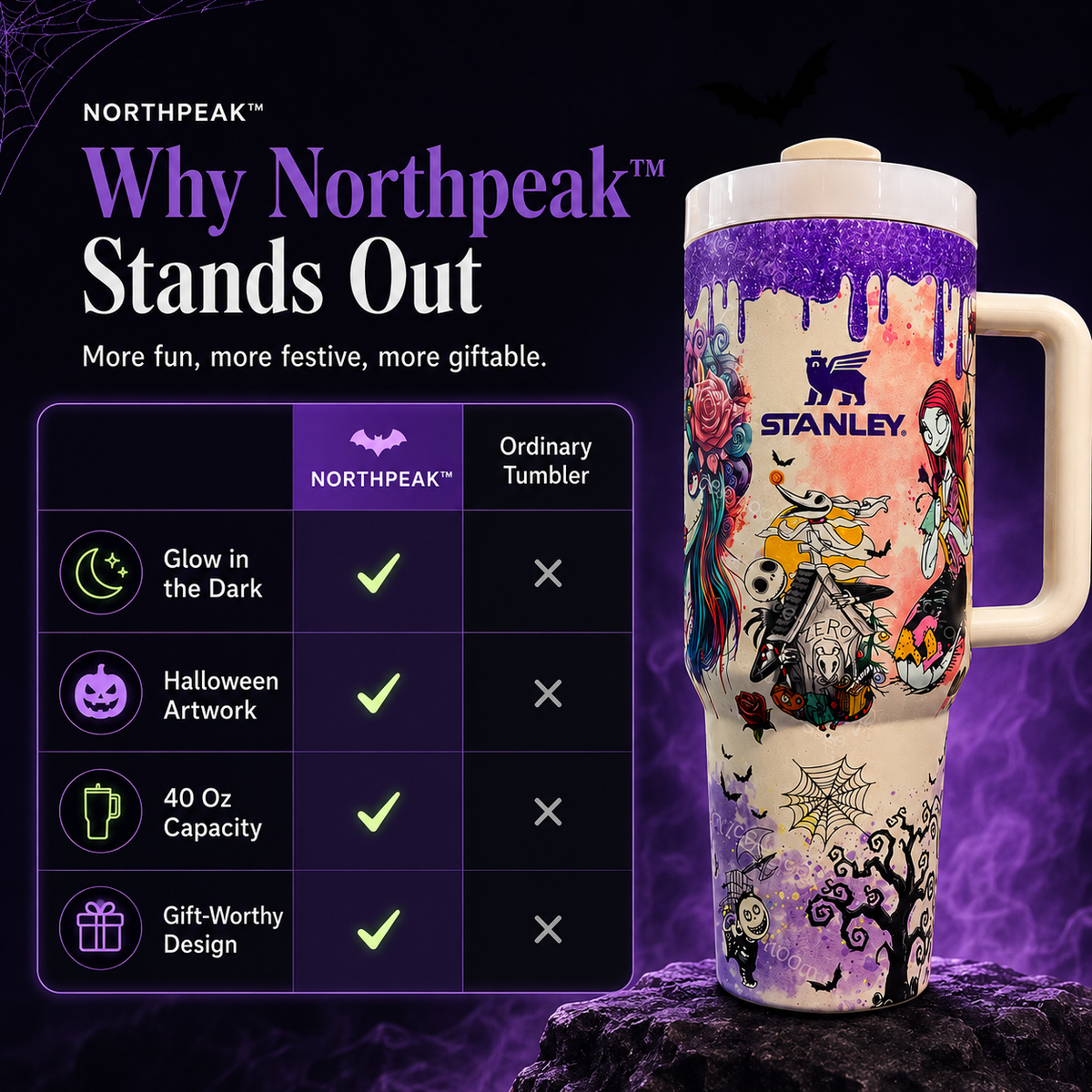 NorthpeakGear™ Sally x Jack Skellington 40 Oz Tumbler